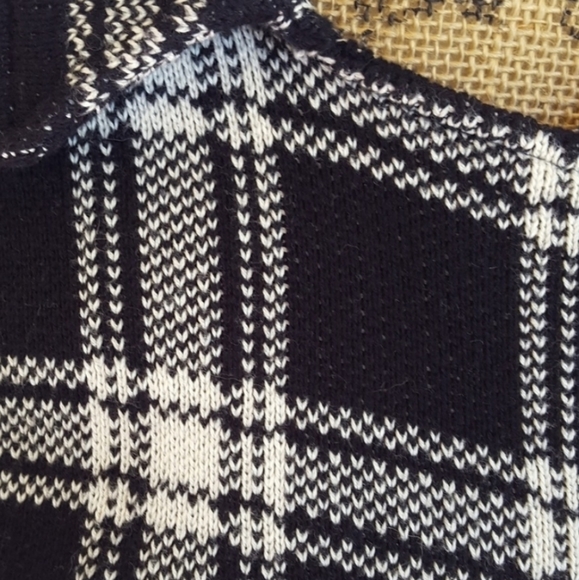 Chaps Black White Moto Cotton  Sweater M NWOT - Picture 2 of 5